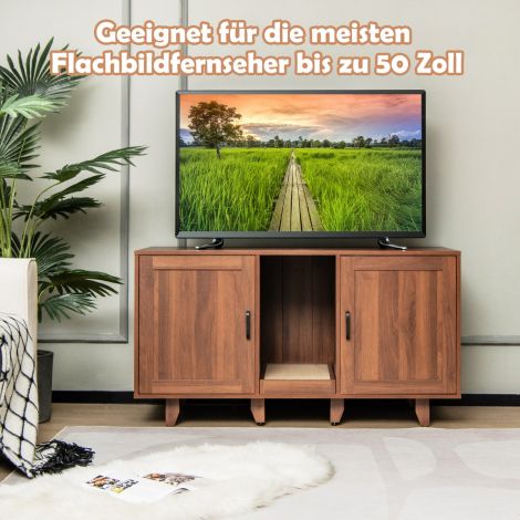 Kassikapp kassiliivakasti jaoks 2 ukse, kraapimislaua ja sissepääsuga, 120 x 52 x 65 cm, kohv