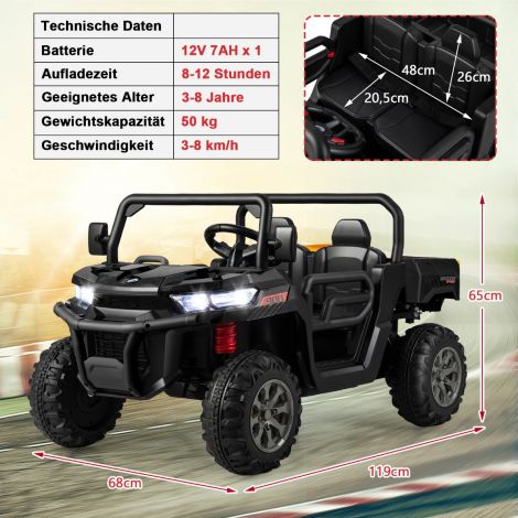 2-kohaline elektriauto automaatse laadimisplatvormi, muusika ja esituledega, kiirus 3–8 km/h, kaugjuhtimispuldiga, must