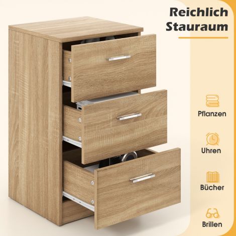 3 sahtliga öökapp, abilaud, öökapp boxspring-voodi jaoks, 38 x 35 x 66 cm, naturaalne