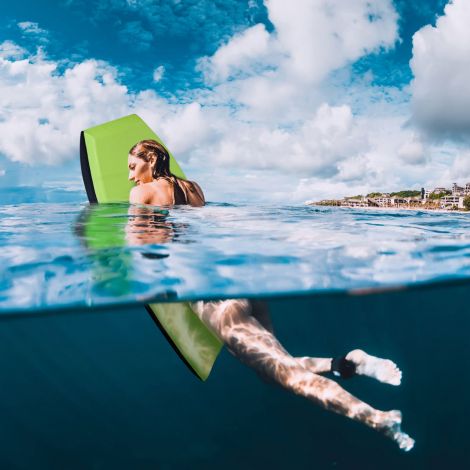 Kerge bodyboard-ujumislaud EPS-südamiku ja XPE pealispinnaga rannale, lastele ja täiskasvanutele, 94 cm / 106 cm, roheline