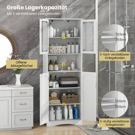 Vannitoa kapp, eraldiseisev kõrge 4 uksega kapp