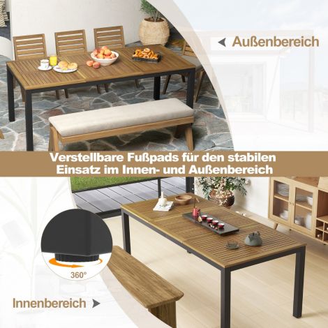 Aiamööbel akaatsiapuust aialaud 8 inimesele ristkülikukujuline terrassilaud 200 x 90 x 75 cm