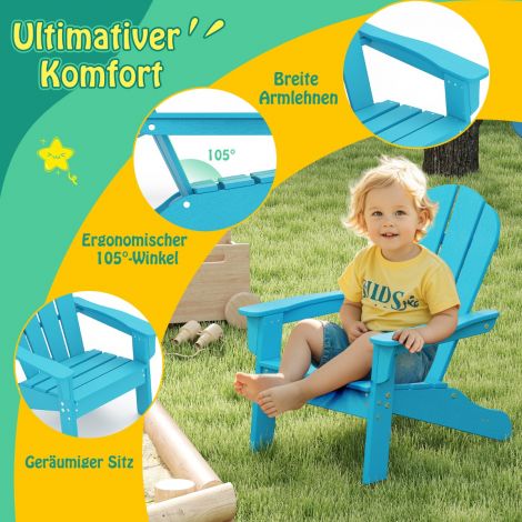 Laste Adirondack tool HDPE-st ergonoomilise seljatoega Adirondack tool türkiis