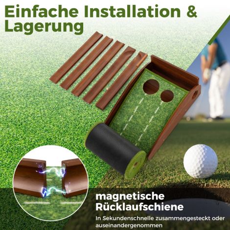 Golfi puttimismatt kahe auguga & 3 golfipalli & kunstmuru golfimatt puttimistreener roheline