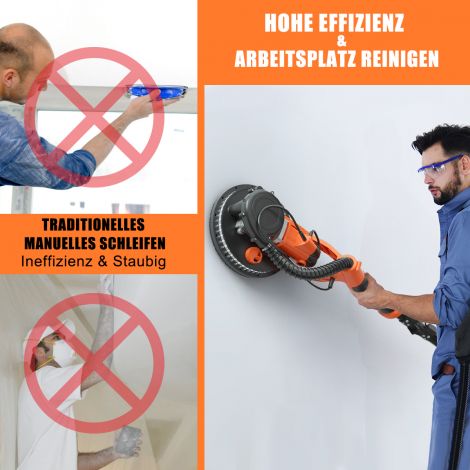 kipsplaadi lihvija lae lihvija tolmu kogumissüsteem seinapinna lihvmasin 750 W / 800–1750 p/min / Ø225 mm
