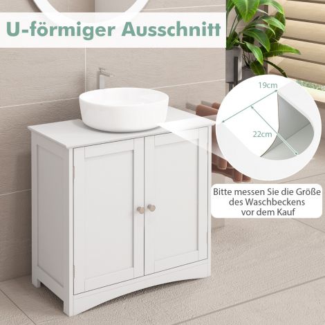 Valamukapp vannitoakapp 2 uksega U-kujulised jalad Valge 60 x 30 x 60 cm