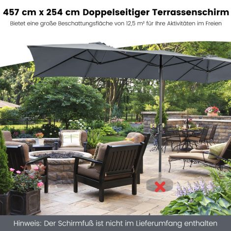 Topelt päikesevari UV kaitsega, ristkülikukujuline aiapäikesevari 426 x 265 cm, antratsiit