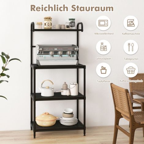 Köögiriiul 4-astmeline mikrolaineahju riiul reguleeritavate riiuliplaatidega metallist mikrolaineahju alus 59 x 34 x 136 cm must