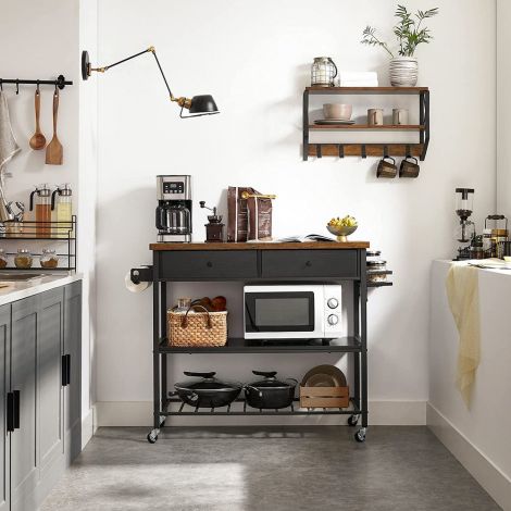 Köögisaar 119 x 45 x 91cm vintage pruun/must