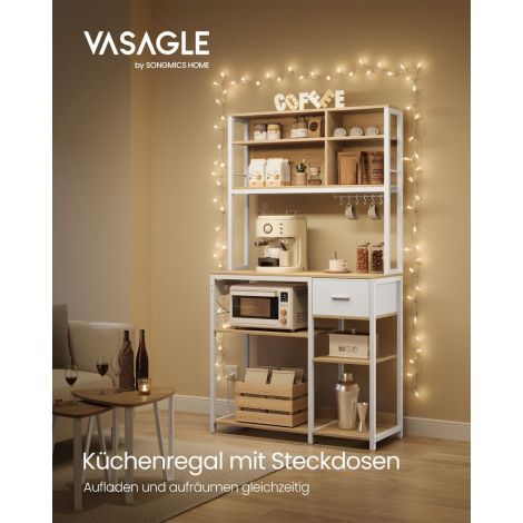 Köögiriiul pistikupesade ja riidest sahtliga 40 x 80 x 180,4 cm, valge/beez