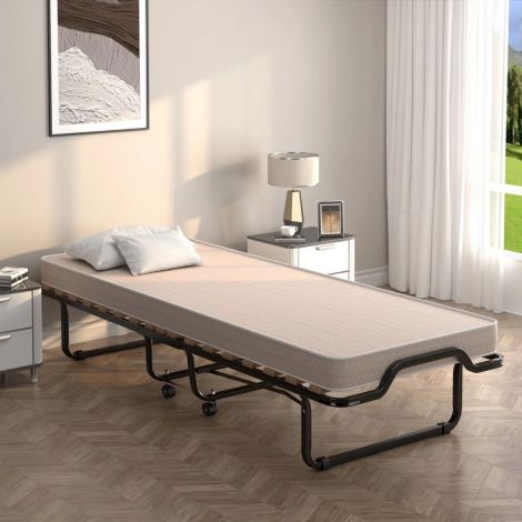 Kokkupandav ratastega voodi luksusliku madratsiga 200 x 90 x 41 cm, beež Valmistatud Itaalias Päritolu: Itaalia