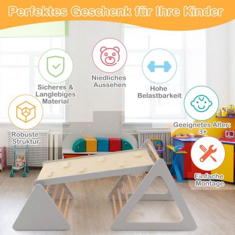 3-in-1 ronimismänguasja komplekt väikelastele ronimiskolmnurk & redel & liumägi ronimisraam hall
