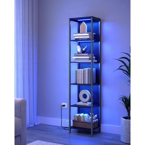 Raamaturiiul LED valgustusega, 30,3 x 40 x 178,6 cm, must