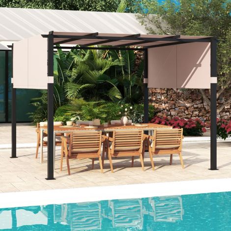 3,05 × 3,05 m pergola 2 reguleeritava katusega veekindel stabiilne talvekindel paviljon beež