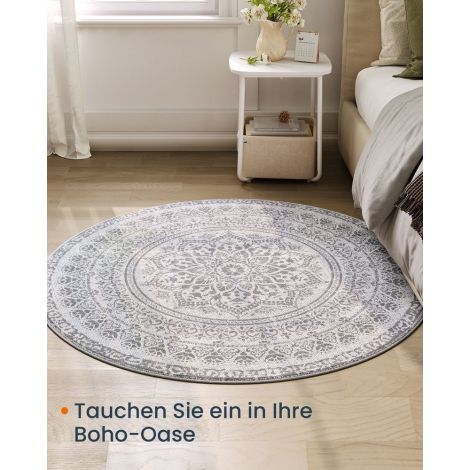 Ümmargune boho stiilis vaip,120 cm, hall