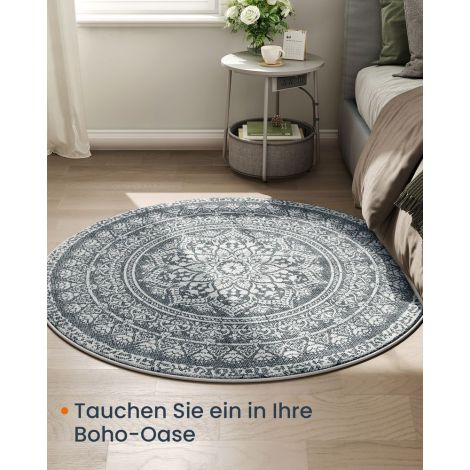 Ümmargune boho stiilis vaip, 120 cm, tumehall