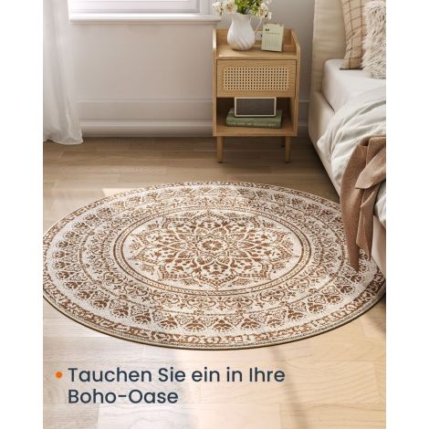 Ümmargune boho stiilis vaip, 120 cm, beez