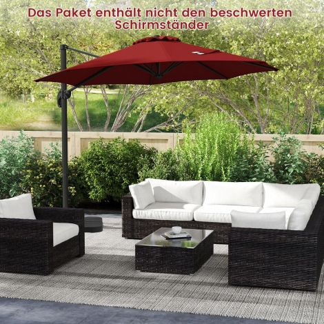 300 x 300 cm päikesevari vändaga 360° pöörlev rippvari aiavari turuvari punane