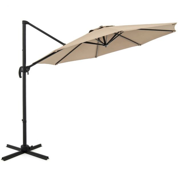 300 x 300 cm päikesevari vändaga 360° pöörlev rippvari aiavari turuvari beež