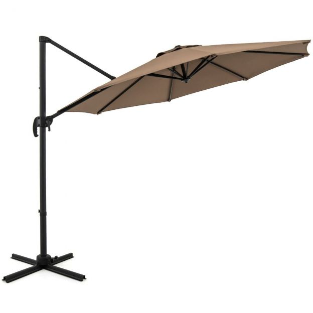 300 x 300 cm päikesevari vändaga 360° pöörlev rippvari aiavari turuvari pruun