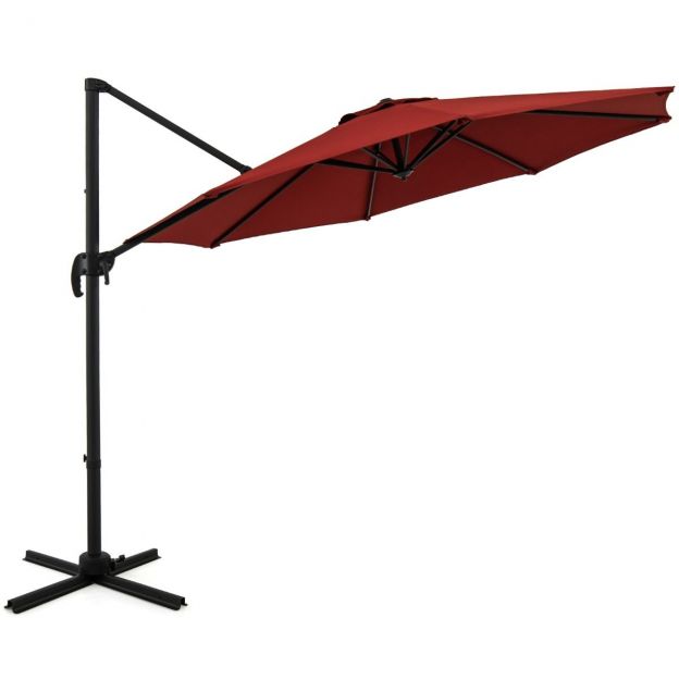 300 x 300 cm päikesevari vändaga 360° pöörlev rippvari aiavari turuvari punane