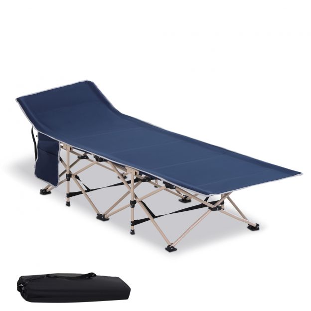 Välivoodi kokkupandav matkavoodi hoiukotiga, teras & Oxford, sinine, 190x68x52cm| Aosom