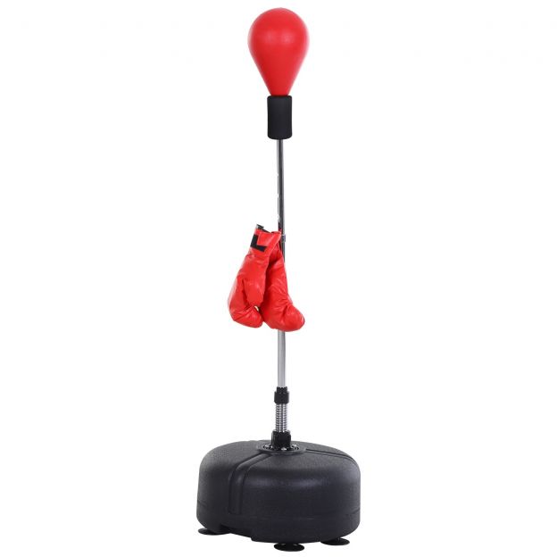 Punchingball alusega, 136-154 cm kõrguse reguleeritav poksikott, seisupoksipall poksikinnastega, noortele ja täiskasvanutele, varustuseks, stressi leevendamiseks, fitnessiks, punane