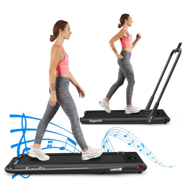 Elektriline jooksulint 1-12 km/h LED ekraan kokkupandav kodune fitnessseade 120 kg must