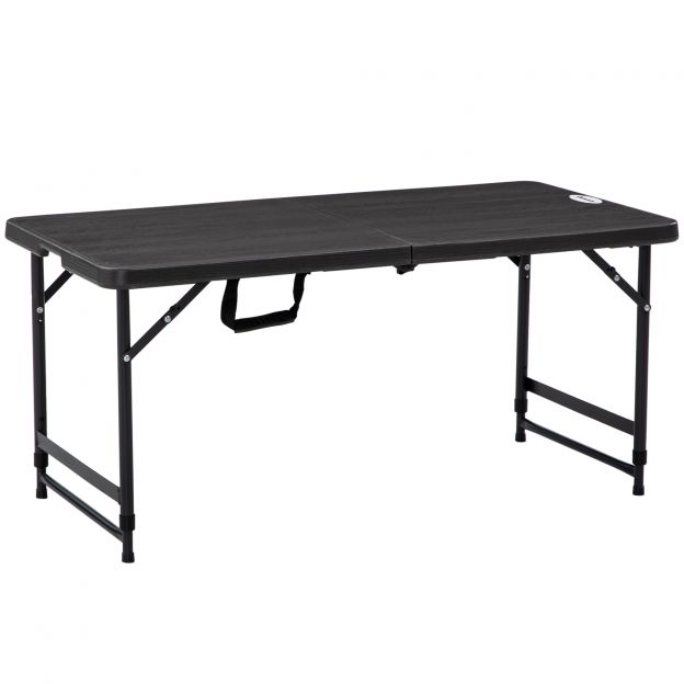 Kokkupandav aiatool plastikust 118 x 60 x 74 cm Ilmastikukindel kokkupandav laud, libisemiskindel buffetilaud, matkalaud, rõdulauad, terrassilauad, välistingimustes söögilaud aeda, terrassile, rõdule must.