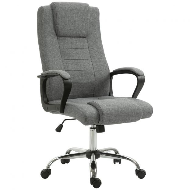 Vinsetto ergonoomiline kõrguse reguleeritav kontoritool 110-119H cm kiikfunktsiooniga ja halli kattega kontorisse ja kodukontorisse.