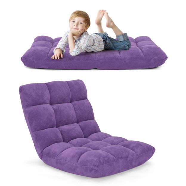 Reguleeritava seljatoega põrandatool, seljatoega põrandatool 105 x 59 x 15 cm lilla