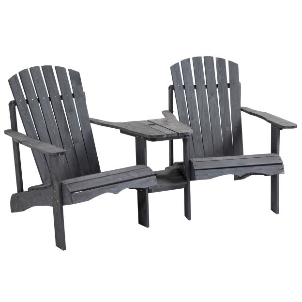 2-osaline terrassitoolide komplekt koos laua ja vihmavarjuauguga, ergonoomiline, kuusepuit, kandevõime kuni 120 kg, L170 x B87 x H92 cm, tumehall.