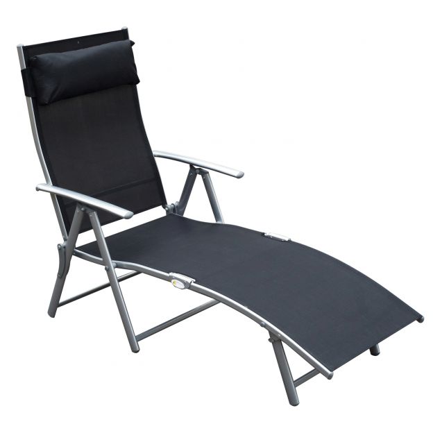 kokkupandav aiatool padjaga 137x63,5x100,5cm metall ja kangas must rannale ja terrassile