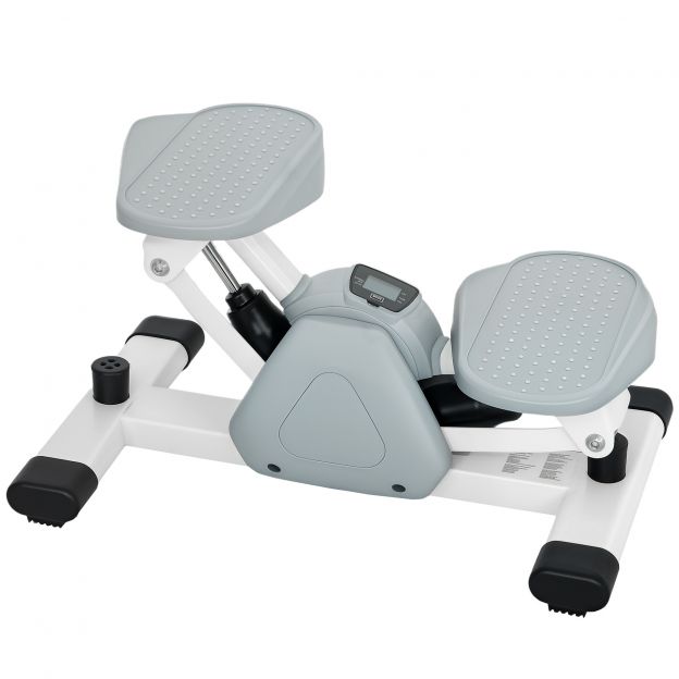 SPORTNOW Mini-Stepper kodus kasutamiseks LCD-ekraaniga, üles-alla stepper libisemiskindlate pedaalidega, stepper kodune treeningseade kuni 100 kg, jalgade treenimiseks, kodukontori fitness treening, hall