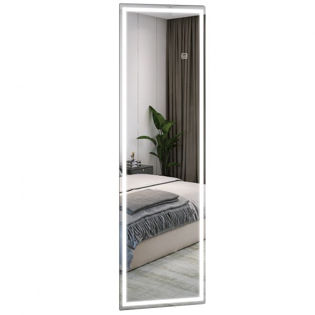 Seinapeegel 120 x 40 cm täispikkuses peegel LED-valgustusega, 3 valgusvärvi, ristkülikukujuline peegel puutelülitiga, mälufunktsioon magamistoale, vannitoale