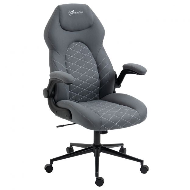 Vinsetto ergonoomiline kontoritool, kirjutuslauatool kiikfunktsiooniga, reguleeritavate käetugedega ja pehme padjaga, pöörlev tool kontorisse ja kodukontorisse.
