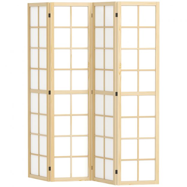 4-osaline sirm 160 x 170 cm vahesein, ruumijagaja, kokkupandav ruumieraldaja, privaatsusekraan elutuppa, naturaalne