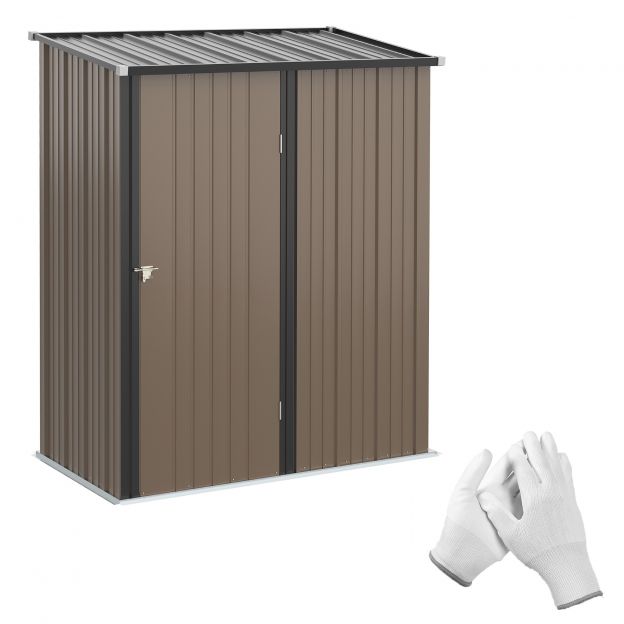 Seadmemaja kaldkatusega 1,34 m² metallist aiakuur seadmekuur tsingitud terasest pruun 161,5 x 94,5 x 196 cm