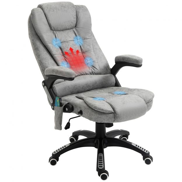 Vinsetto kontoritool massaaži- ja soojendusfunktsiooniga, ergonoomiline, kõrguse reguleerimisega, sujuv, 6 massaažipunkti, 68L x 72S x 110-120K cm, hall| Aosom