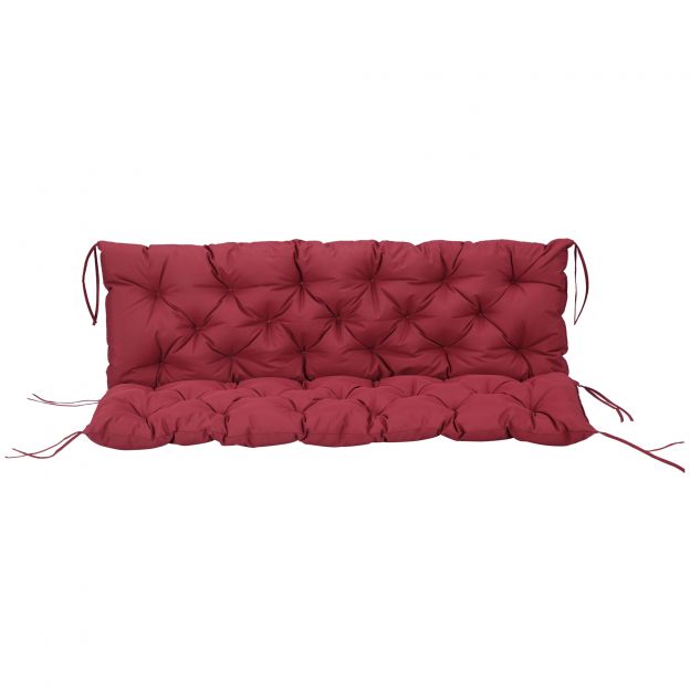 3-kohaline pingipadi 150 x 98 x 8 cm, pingipadi paeltega, istmepadi, väli-/sisetoolipadi, istmealus, istmepolster aiamööblile, aknalaua pink, kiikpink, punane