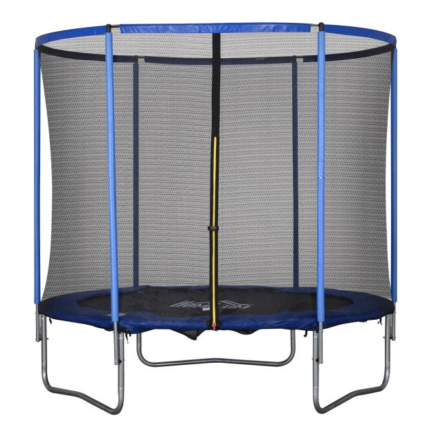 Trampoliin turvavõrguga Ø244 cm sise- ja välistingimustes, sobib lastele ja täiskasvanutele, teras kuni 113,6 kg.
