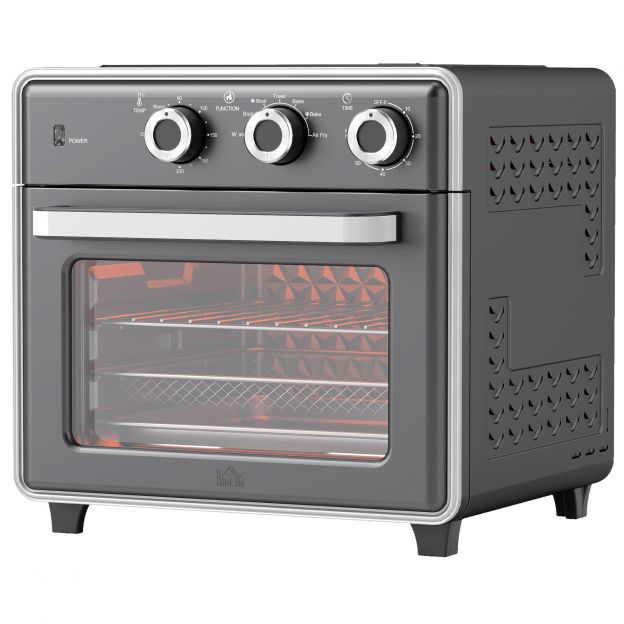 Miniahj koos ventilaatoriga 20L mini ahi koos küpsetusplaadi, grillresti ja puruplaadiga, 90 °C-230 °C kuumaõhufritüür 5 režiimiga, fritüürikorv, 60 min. taimer, 1400W, metall