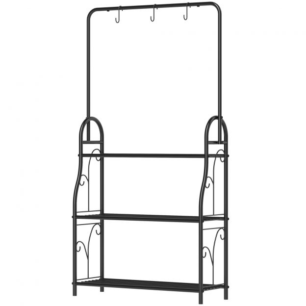 3-korruseline taimealus riputusvarda, konksude, siseruumide lillealuse, metallist taimeriiuli, mitmetasandilise lillealuse, 137 cm kõrge lilletrepi jaoks elutuppa, aeda, rõdule, must