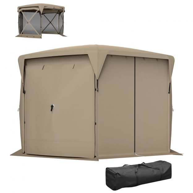 Kuusnurkne paviljon umbes 3,5x3m Pop-up kokkupandav paviljon eemaldatava katusega UV 30+ Kokkupandav Veekindel peotelk aiamajake 5 küljega aiapaviljon telkimiseks aeda festivalile, Khaki