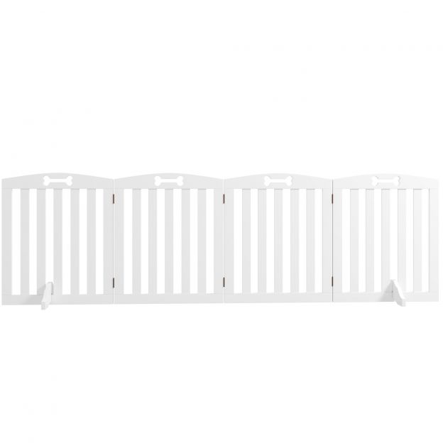 Koerapiire 4-osaline, 207,5 x 61 cm kokkupandav uksepiire 2 tugijalaga, iseseisev koerapiire, trepipiire keskmise suurusega koertele, koridori, trepi jaoks, valge