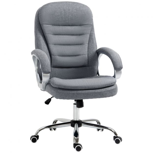 Vinsetto ergonoomiline kontoritool reguleeritava käetoega, kõrguse reguleerimine, kiikfunktsioon, must, linane, 64x75x111-121 cm.