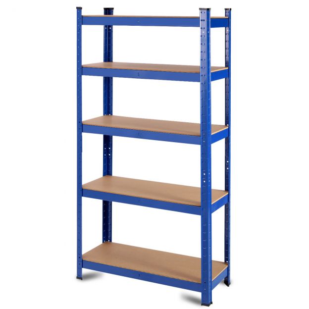 5-korruseline laoriiul metallraamiga, metallriiul kuni 650 kg kandevõimega, 75 x 30 x 150 cm, sinine