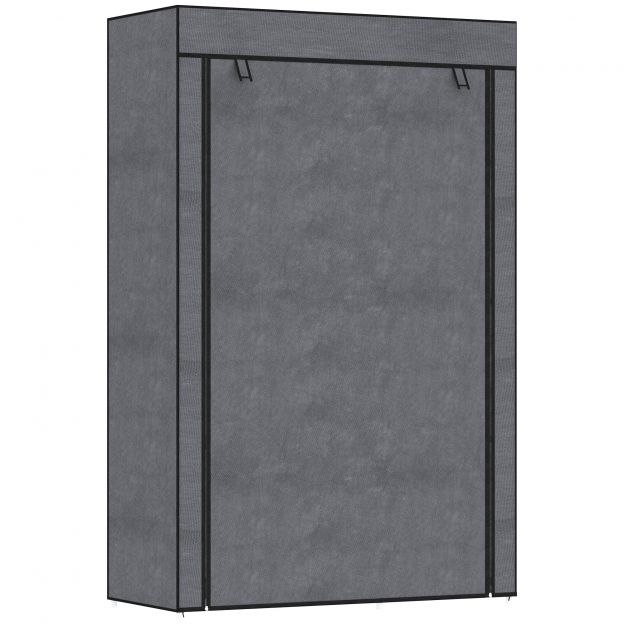Riidekapp riidekapiga, riidepuu, 6 riiulit, kokkupandav garderoob fliisvälimusega, kokkupandav kapp magamistuppa, koridori, tumehall, 103 x 43 x 162,5 cm