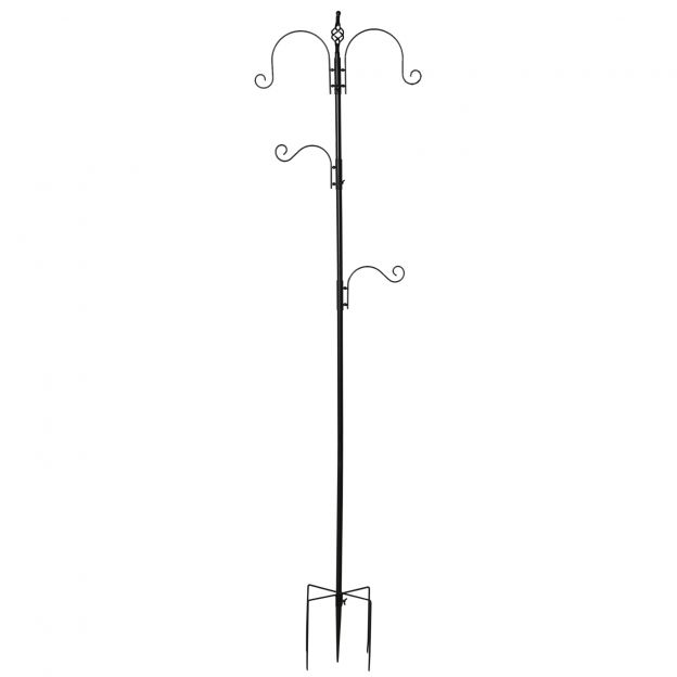 Dekoratiivne linnutoidumaja metslindudele, 4 konksuga, 54,5 x 54,5 x 208 cm, must.