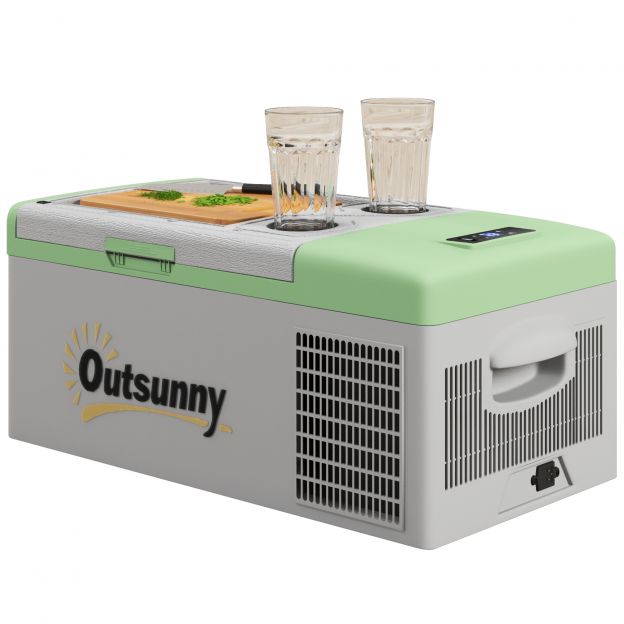 Kompressori külmik 16L, auto külmik 12/24V DC & 100-240V AC, kuni -20°C, kaasaskantav sügavkülmik MAX/ECO režiimidega, mini külmik| Aosom